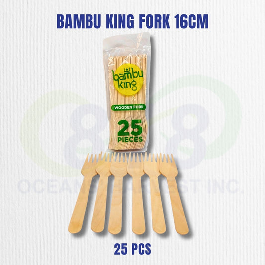 Bambu King Wooden Fork 16cm 25pcs – Disposable Biodegradable Utensils