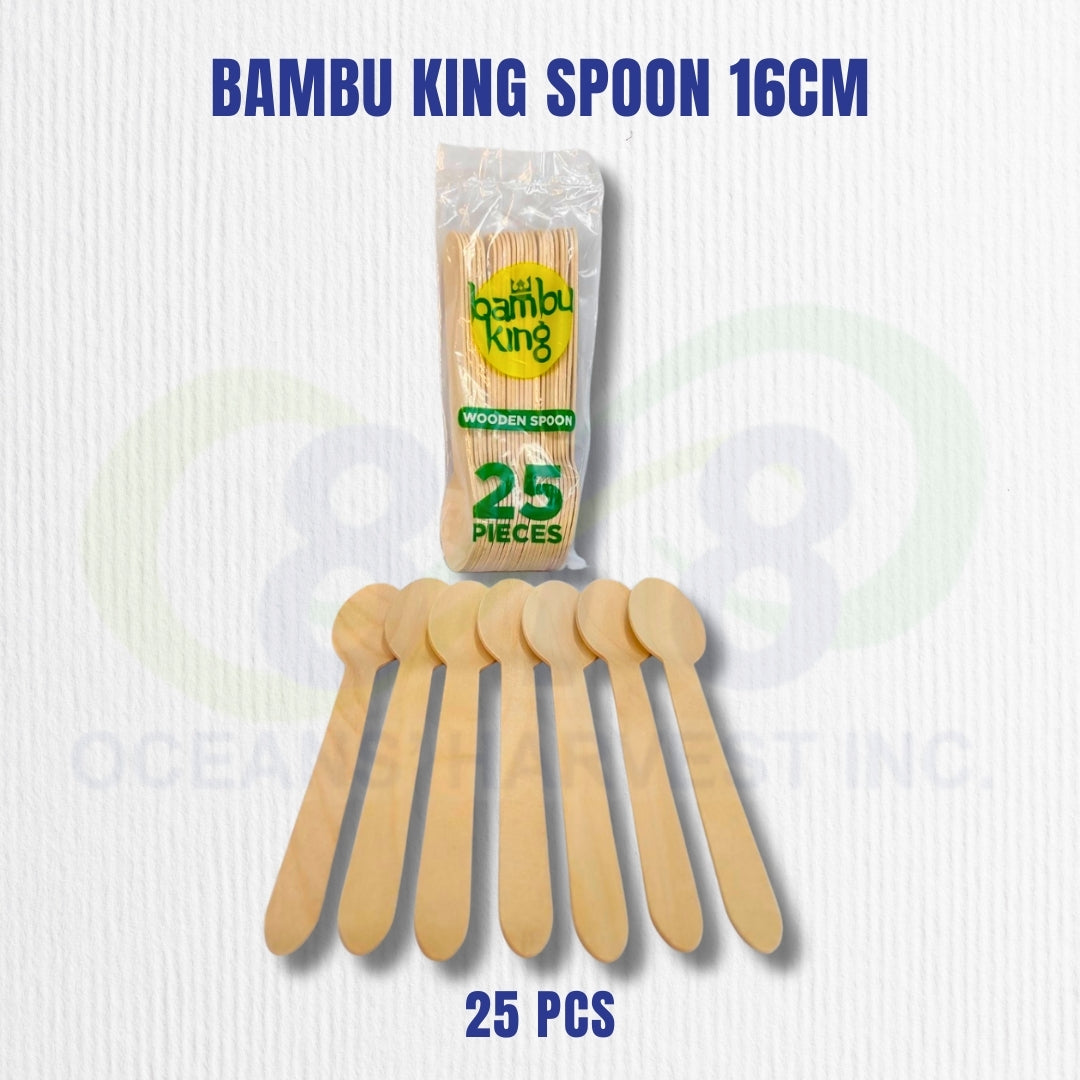 Bambu King Wooden Spoon 16cm 25pcs – Disposable Eco-Friendly Spoon